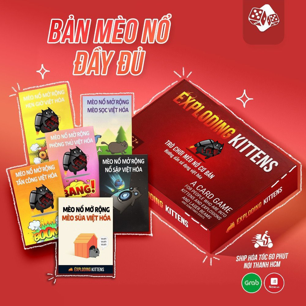 Combo Mèo Nổ - Full 6 Bản Mèo Nổ Mở Rộng (Tiếng Việt) - Exploding Kittens