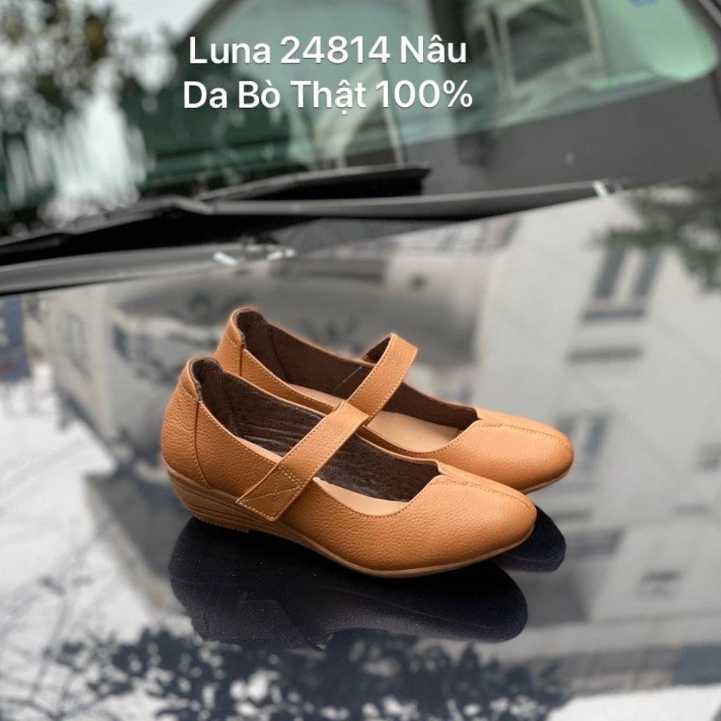 Giày cao gót 3p nữ đế xuồng LUNASHOES 2606 da bò mềm có quai dán bảo hành 2 năm 1 đổi 1