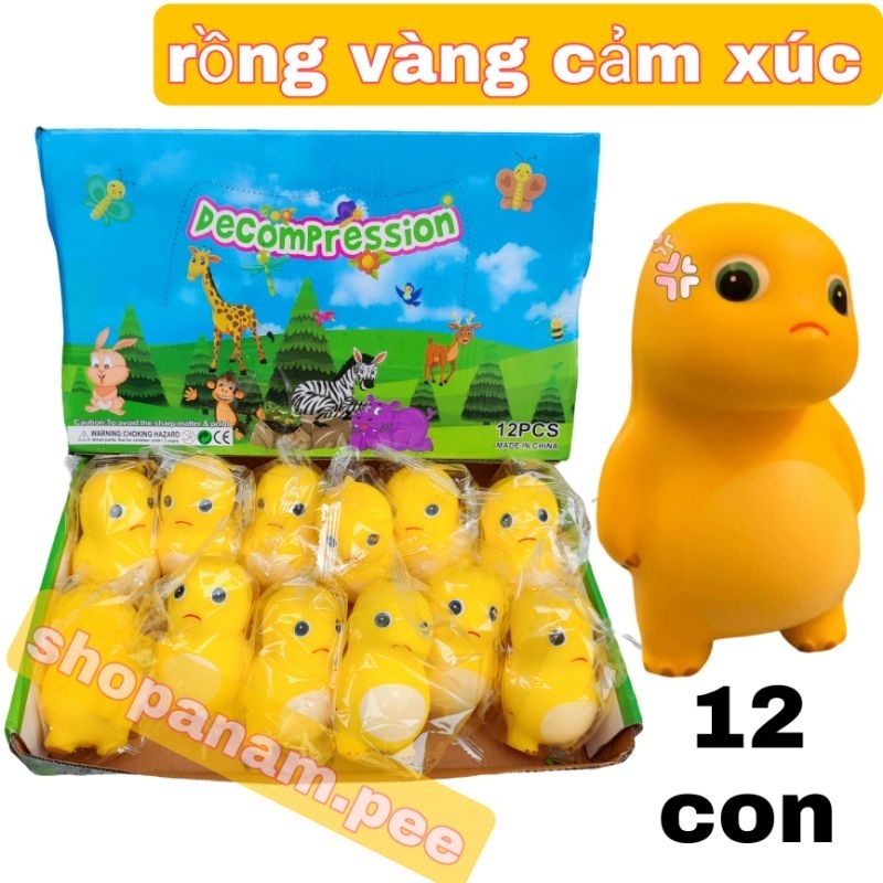 Hộp 12 con rồng vàng cảm xúc , đồ chơi Squishy bóp dẻo xả stress , yazhoulong 12 pcs