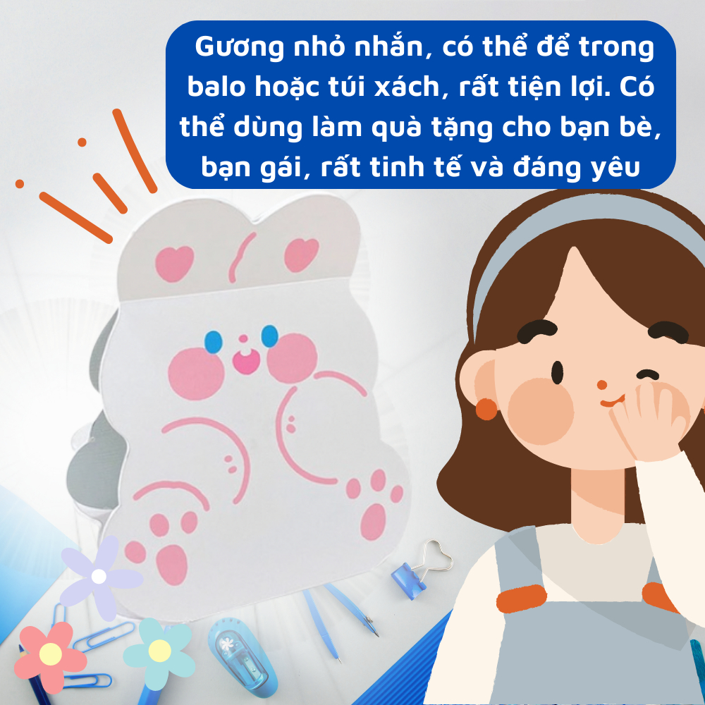 Gương giấy gấp gọn gương để bàn gấp gọn kiếng soi bằng giấy gấp gọn kích thước 15x21cm nhỏ gọn dễ mang theo