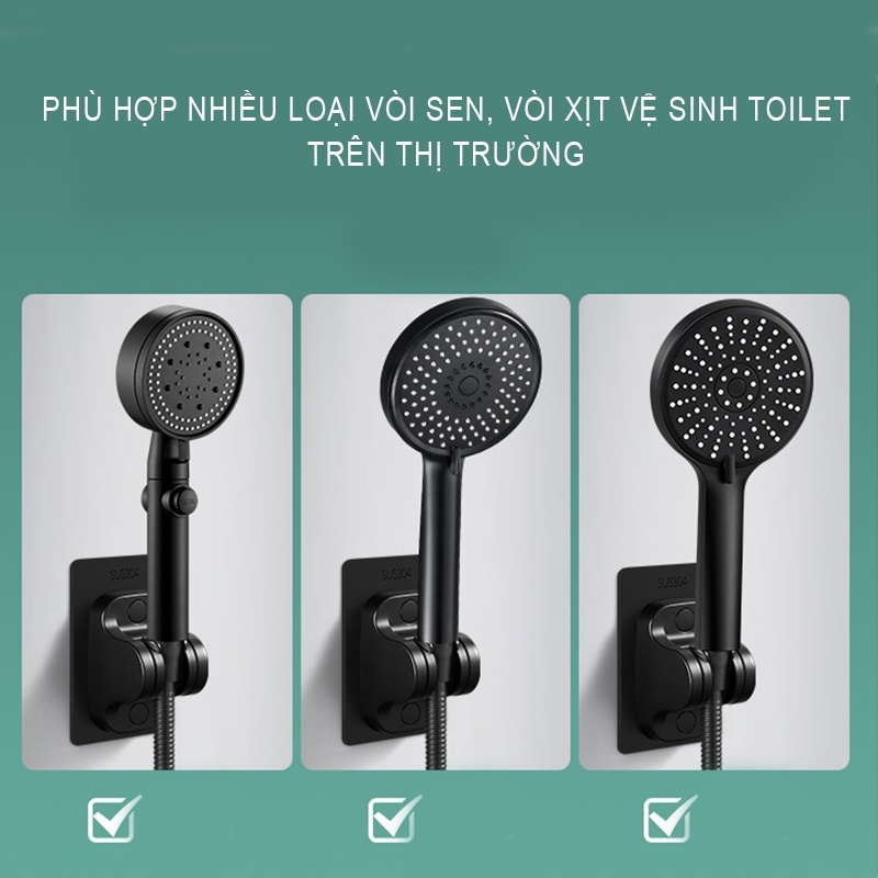 Giá đỡ dán tường vòi sen tắm, vòi xịt vệ sinh thiết kế dán tường chắc chắn và tiện dụng - Huy Tưởng