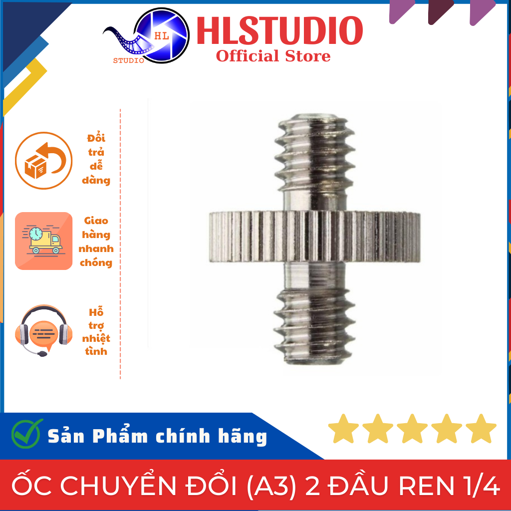 Ốc Chuyển Đổi (A3) 2 Đầu Ren 1/4 Cho Thiết Bị Studio VT01  HL Studio