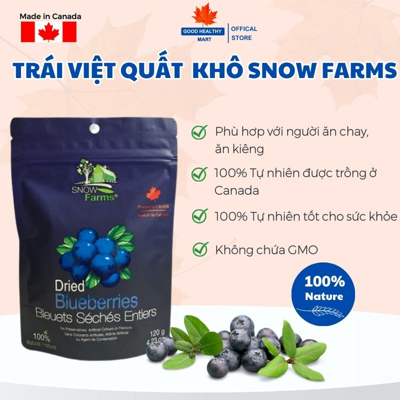 Trái Việt Quất Khô Tự Nhiên Hiệu Snow Farms Nhập khẩu từ Canada Đồ Ăn Vặt - 40g