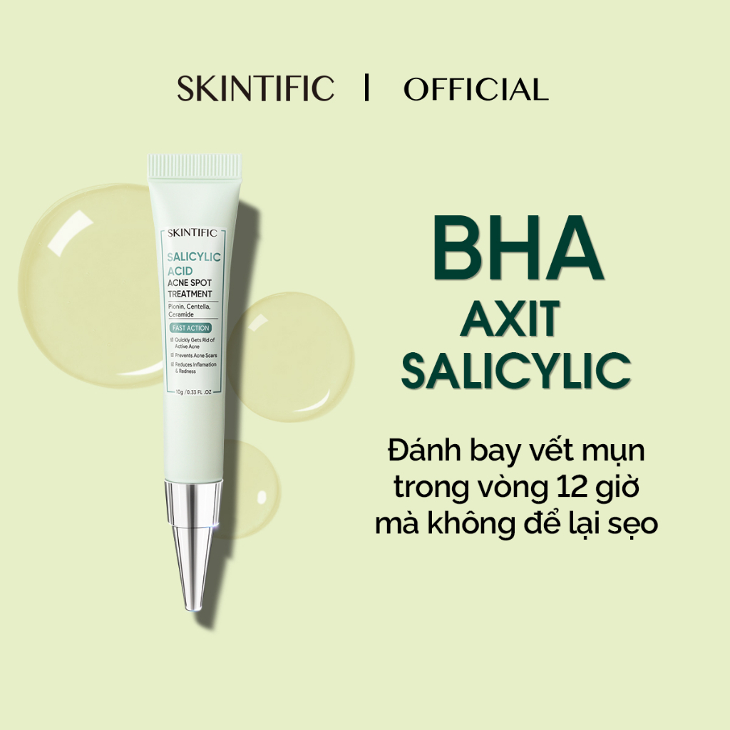 Bộ đôi Gel chấm mụn 2% BHA SKINTIFIC 10g