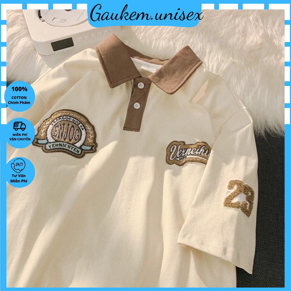 Áo thun polo nam nữ cổ bẻ Form rộng Unisex in hình ENJOG