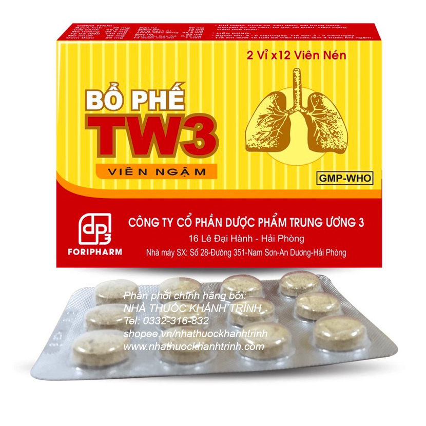 Viên ngậm Bổ phế giảm ho thảo dược, giảm ho, đau rát họng - hộp 24 viên