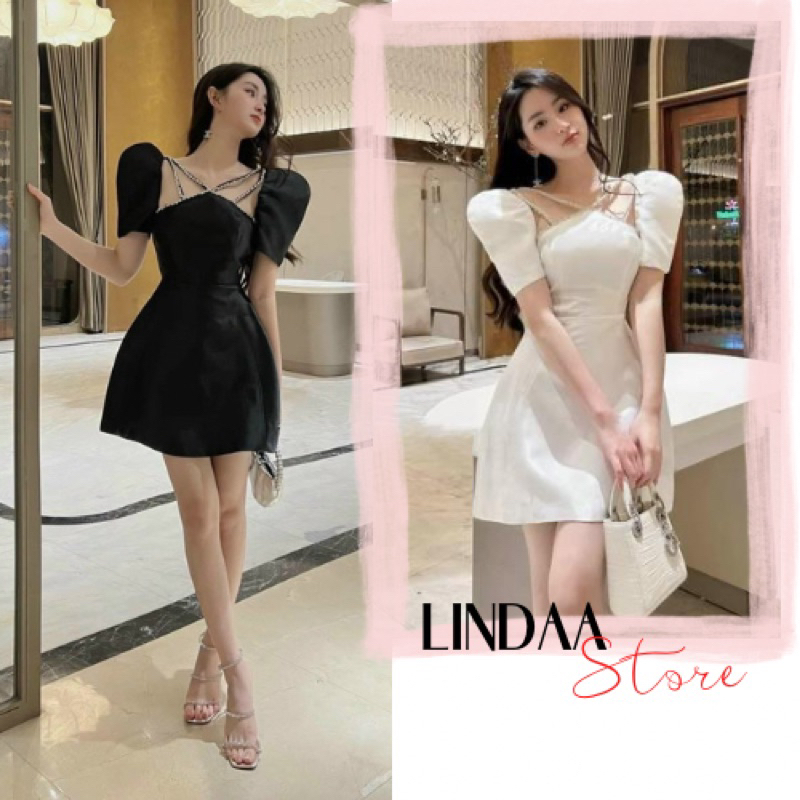 ĐẦM DỰ TIỆC DÂY ĐÍNH HẠT TAY PHỒNG TIDEN DRESS