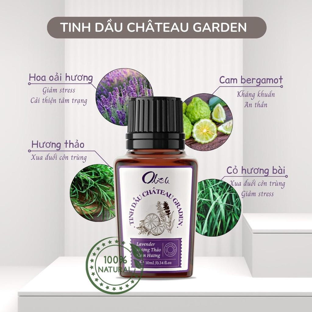 Tinh dầu xông phòng thiên nhiên CHARME Château Garden lọ 10ml an toàn cho sức khỏe, giúp thư giãn