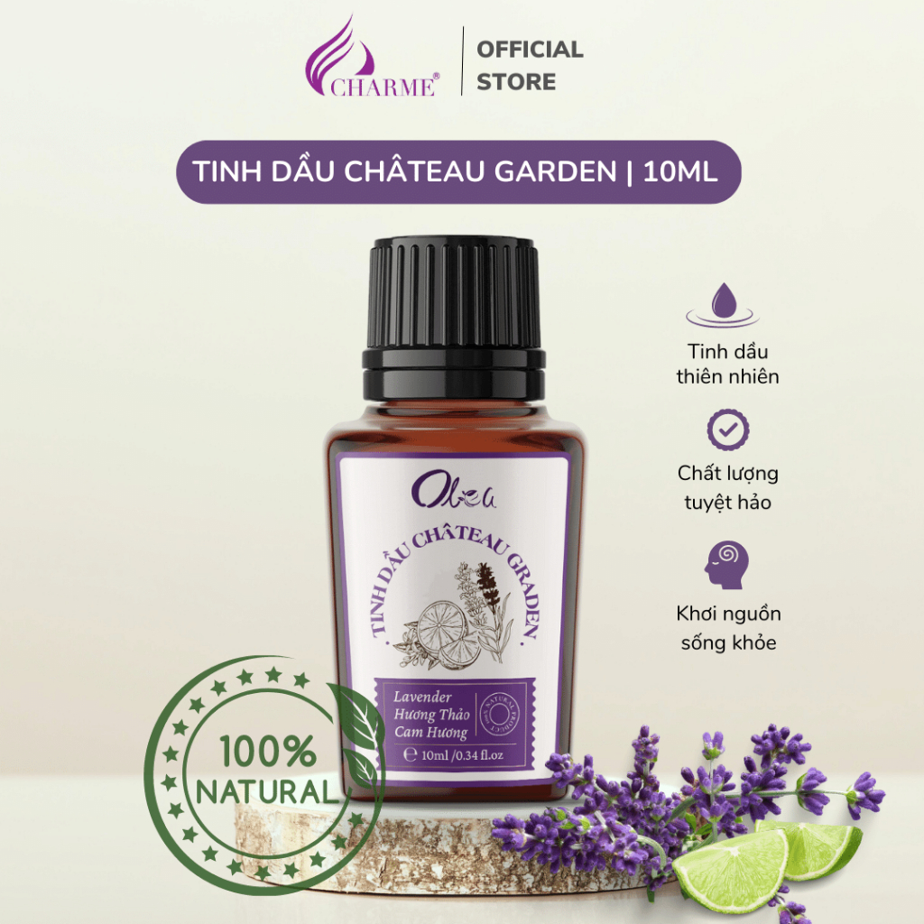 Tinh dầu xông phòng thiên nhiên CHARME Château Garden lọ 10ml an toàn cho sức khỏe, giúp thư giãn