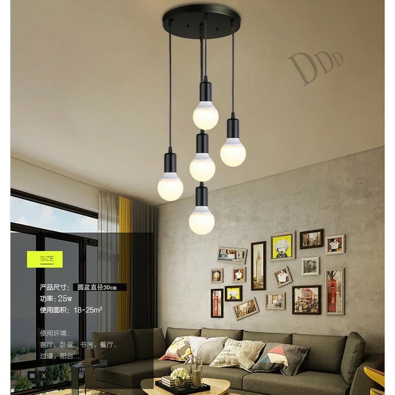 Đèn thả đơn đế ốp đui nhựa dây dài 1.5 mét trang trí trần nhà phòng khách quán cafe. Dây đui đèn thả trần E27. Đuôi đèn