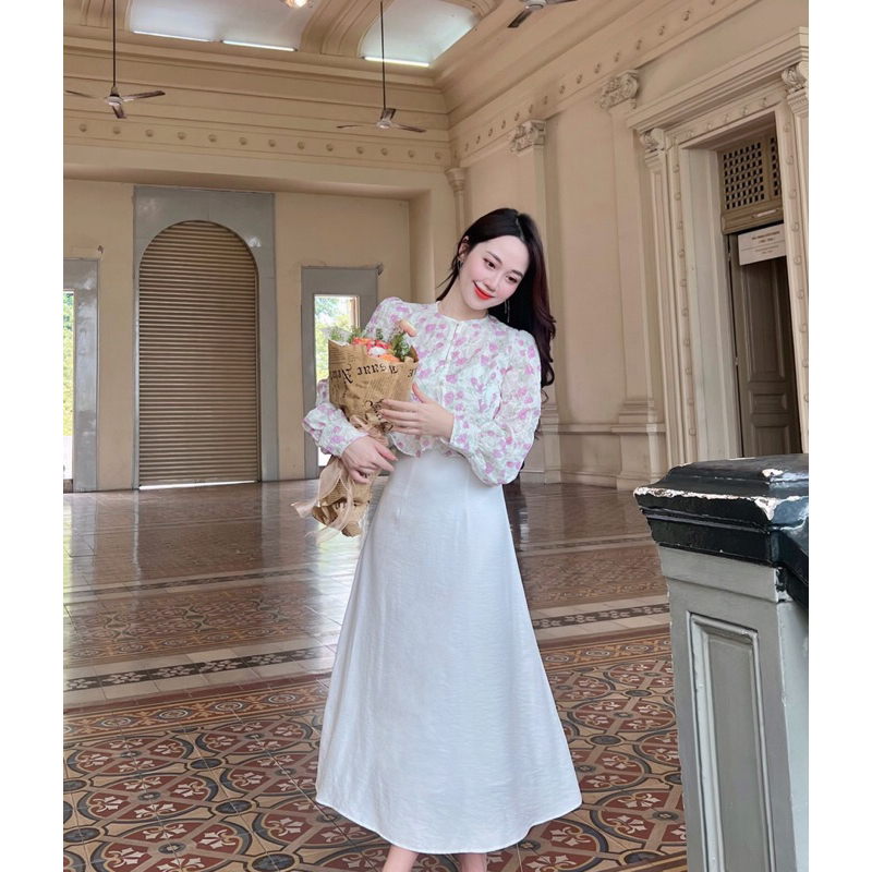 Set váy áo DAISY dress thêu hoa nhí