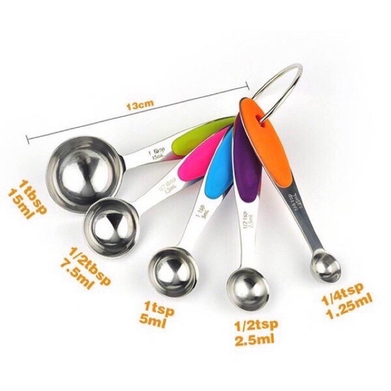 Bộ 5 Cup thìa inox dùng đong nguyên liệu