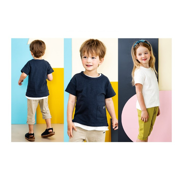 Quần cotton lỡ gập gấu bé trai bé gái Petit. HA4594