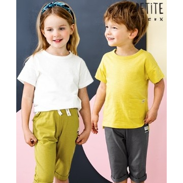 Quần cotton lỡ gập gấu bé trai bé gái Petit. HA4594