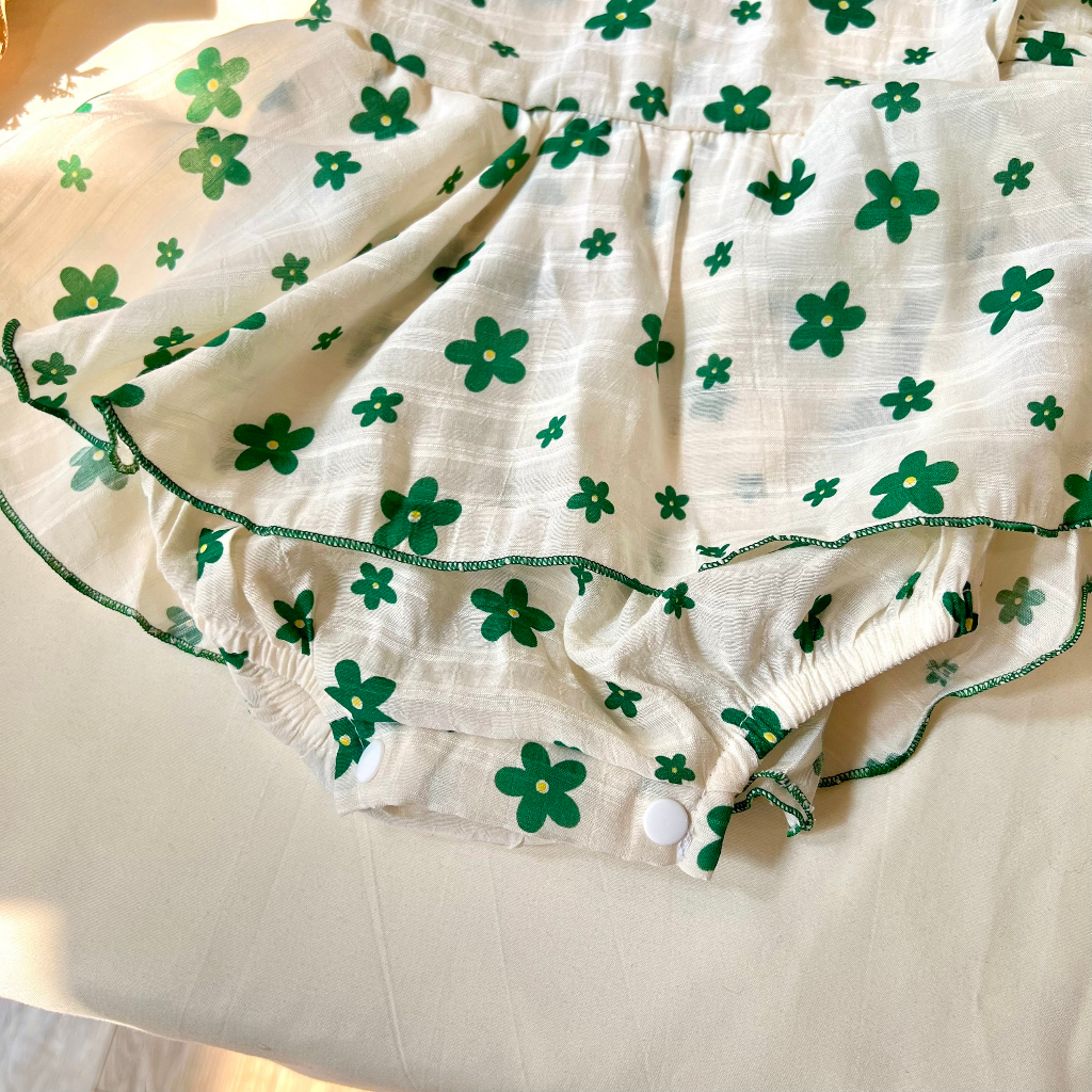 Bodysuit Váy Cánh Tiên, Body Váy Hoa Xanh Xinh Xắn Cho Bé Gái Sơ Sinh Đến 2 Tuổi