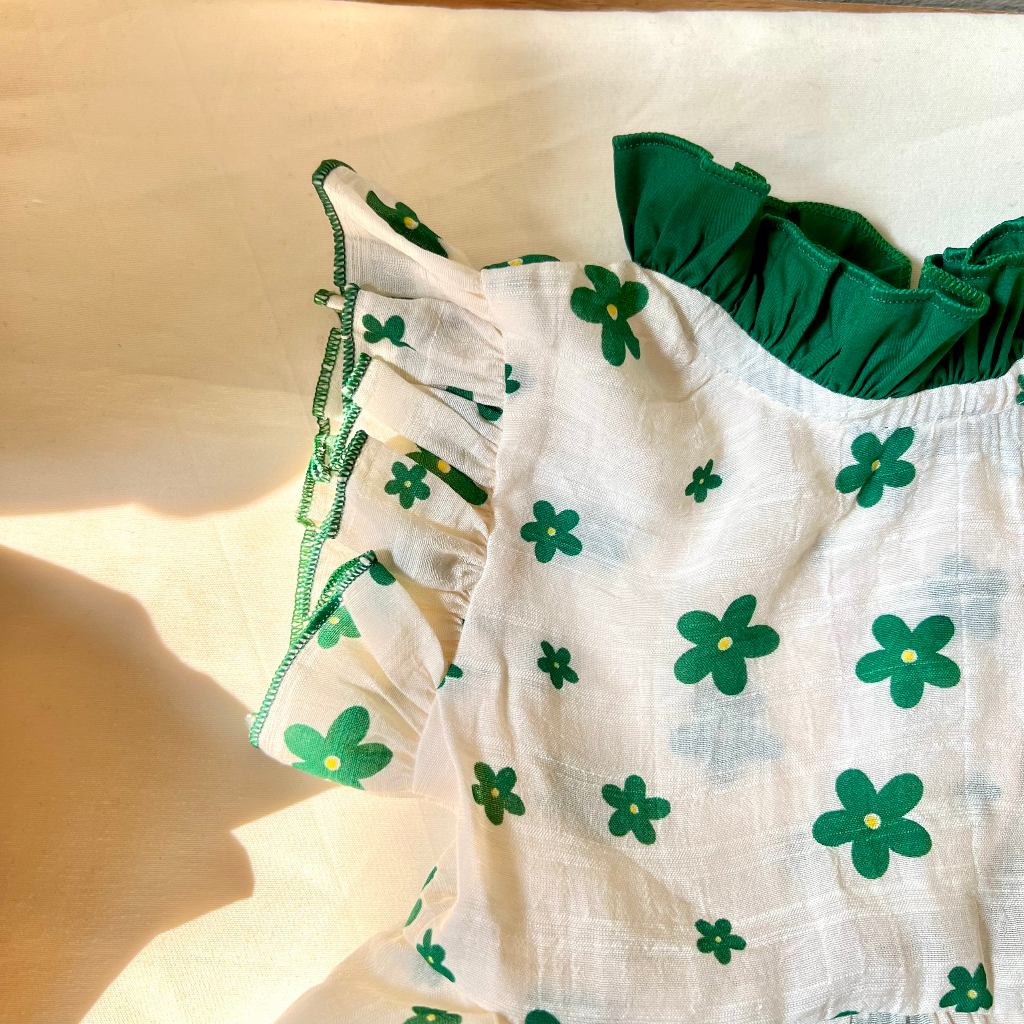 Bodysuit Váy Cánh Tiên, Body Váy Hoa Xanh Xinh Xắn Cho Bé Gái Sơ Sinh Đến 2 Tuổi