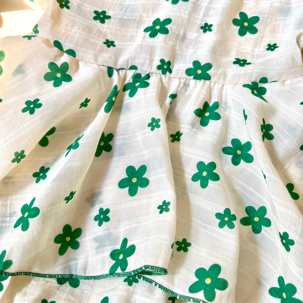 Bodysuit Váy Cánh Tiên, Body Váy Hoa Xanh Xinh Xắn Cho Bé Gái Sơ Sinh Đến 2 Tuổi