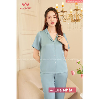 Đồ bộ nữ mặc nhà mia secret, đồ ngủ pijama quần lửng lụa nhật cao cấp mềm mát mia16740