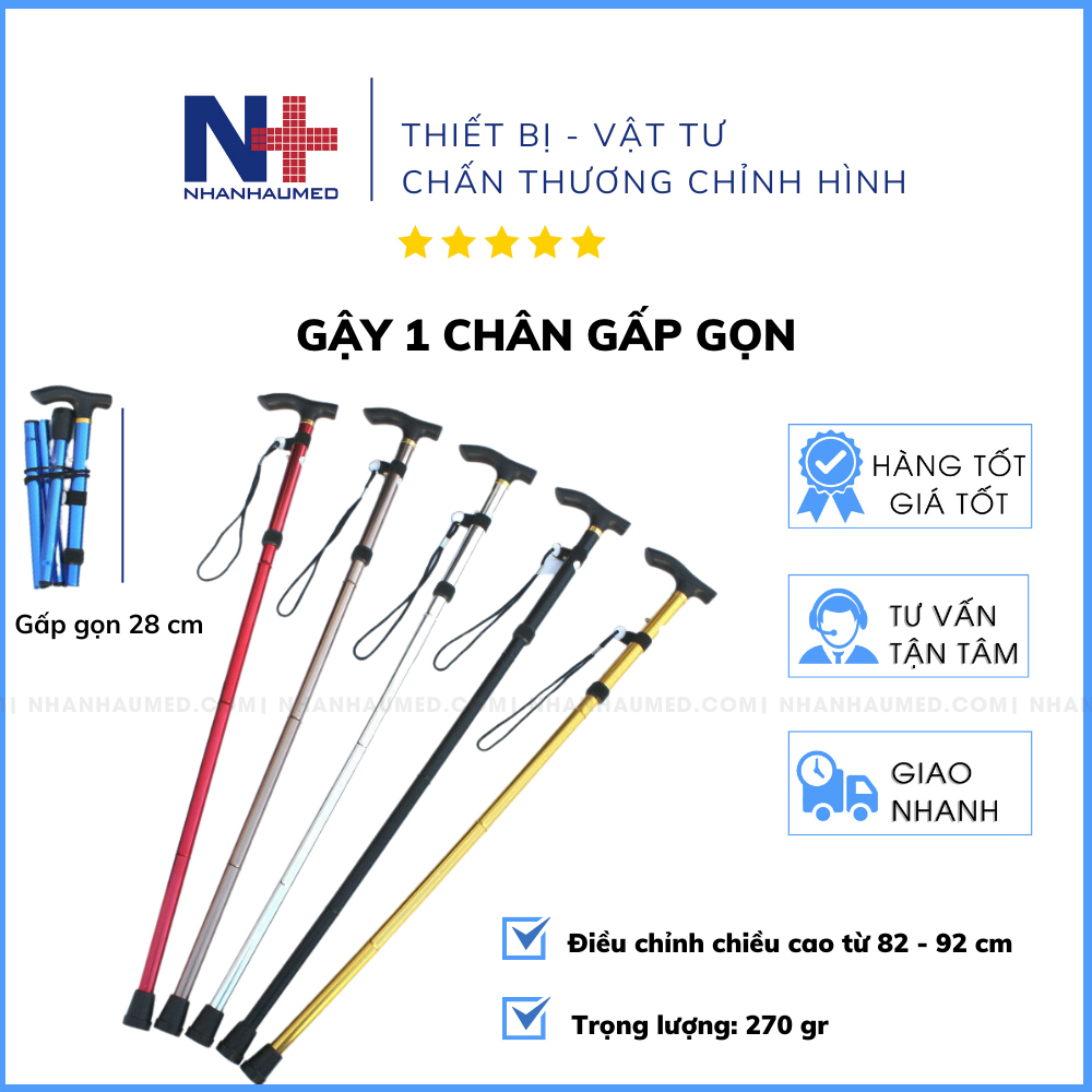 Gậy 1 Chân Gấp Gọn Cao Cấp - Gậy Chống Cho Người Già - Gậy Gấp Khúc Ma