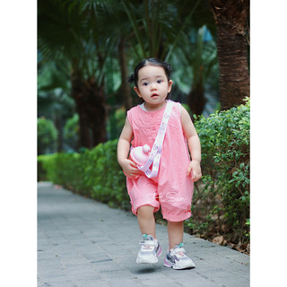 Bộ liền thân Hi.Sun bé gái, màu hồng rực rỡ, thời trang phong cách mùa Hè, Shopbena