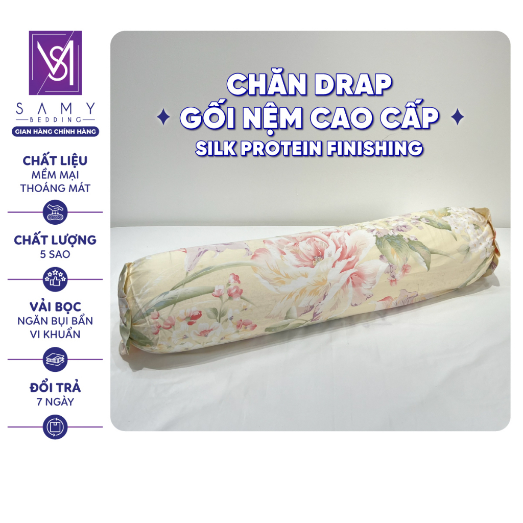 Vỏ Gối Ôm Cotton Lụa Satin SAMY BEDDING Cao Cấp Mềm Mại Dễ Chịu Thoáng Mát