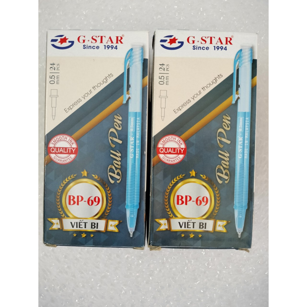 Hộp 24 Cây Viết Bi Bấm Gstar BP-69 Ngòi 0.5mm Mực Xanh