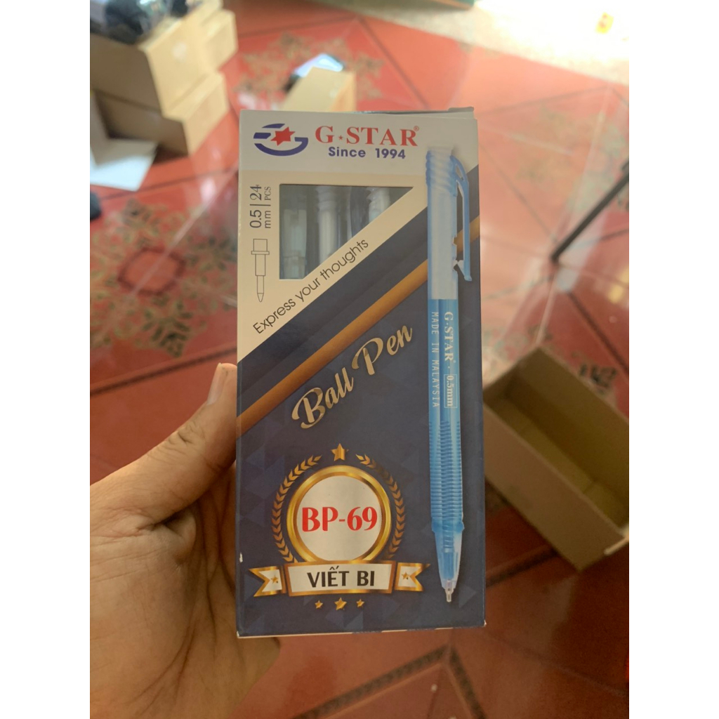 Hộp 24 Cây Viết Bi Bấm Gstar BP-69 Ngòi 0.5mm Mực Xanh