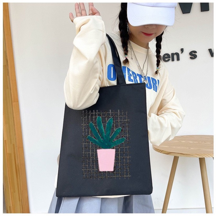 Túi Tote túi Vải canvas Đẹp đi học có khóa miệng đi chơi phong cách ulzzang