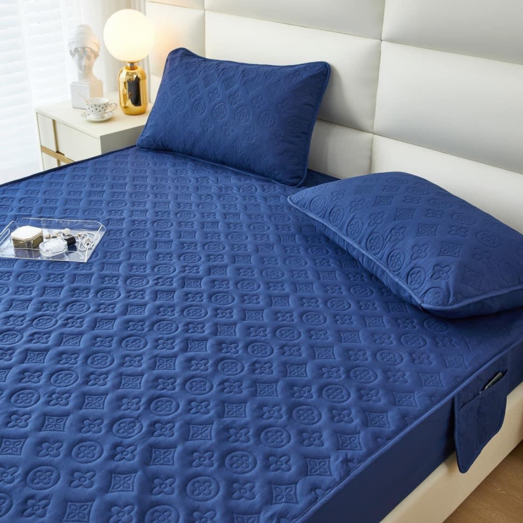 Bộ Ga Gối Cotton LV Chống Thấm Tuyệt Đối Công Nghệ Mới 2023 , Ga giường vỏ gối cotton chống thấm ép nhiệt 3 lớp siêu mát
