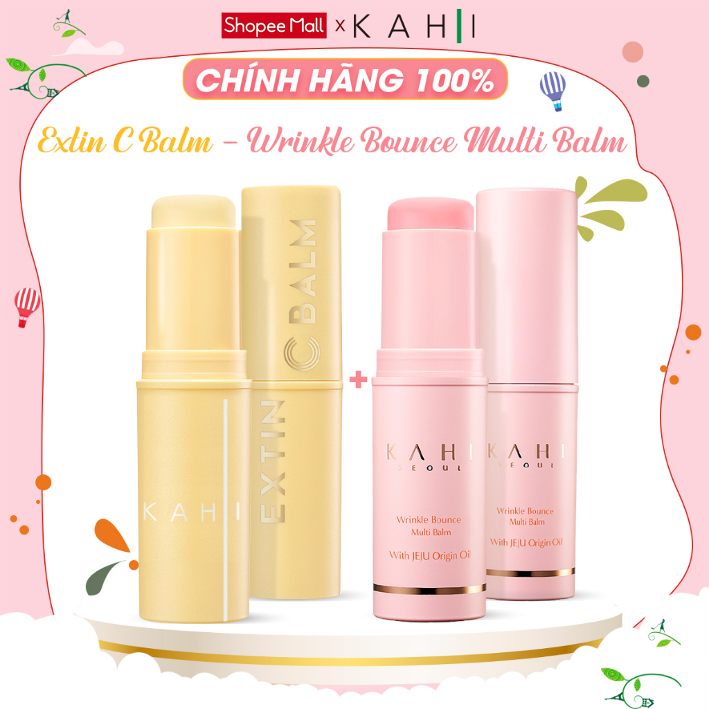 Cặp đôi sáp dưỡng ẩm Kahi Extin C và Wrinkle Bounce Multi Balm sáng da, giảm nếp nhăn