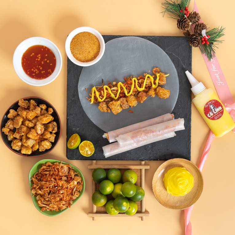 Combo 300g Bánh Tráng Phơi Sương Kèm 1 Hũ Tép Và 100g Bơ Vàng Béo Ngậy - Ăn Vặt Cô Linh