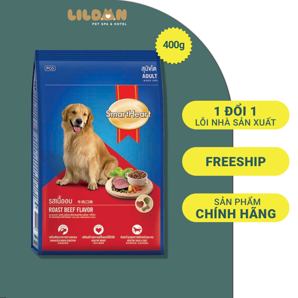 SMARTHEART Adult (400g) Thức Ăn Hạt Cho Chó Trưởng Thành Vị Bò - Beef Steak