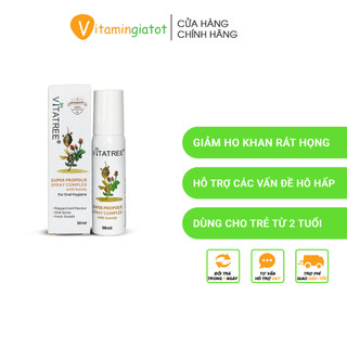 Xịt họng keo ong Vitatree Super Propolis Spray Complex with honey 30ml, giảm ngứa rát họng