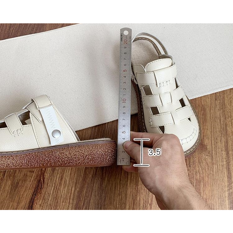 Giày Sandal rọ 2 trong 1 cut out giả da cho nữ đế cao style ullzang Toryco 1993