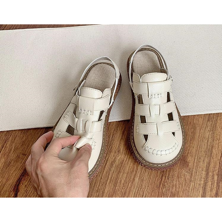 Giày Sandal rọ 2 trong 1 cut out giả da cho nữ đế cao style ullzang Toryco 1993