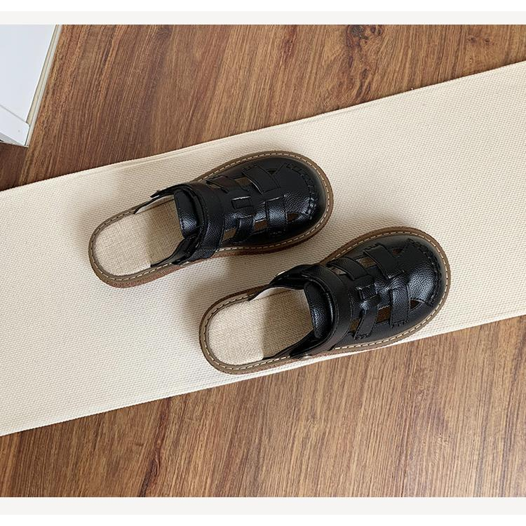 Giày Sandal rọ 2 trong 1 cut out giả da cho nữ đế cao style ullzang Toryco 1993