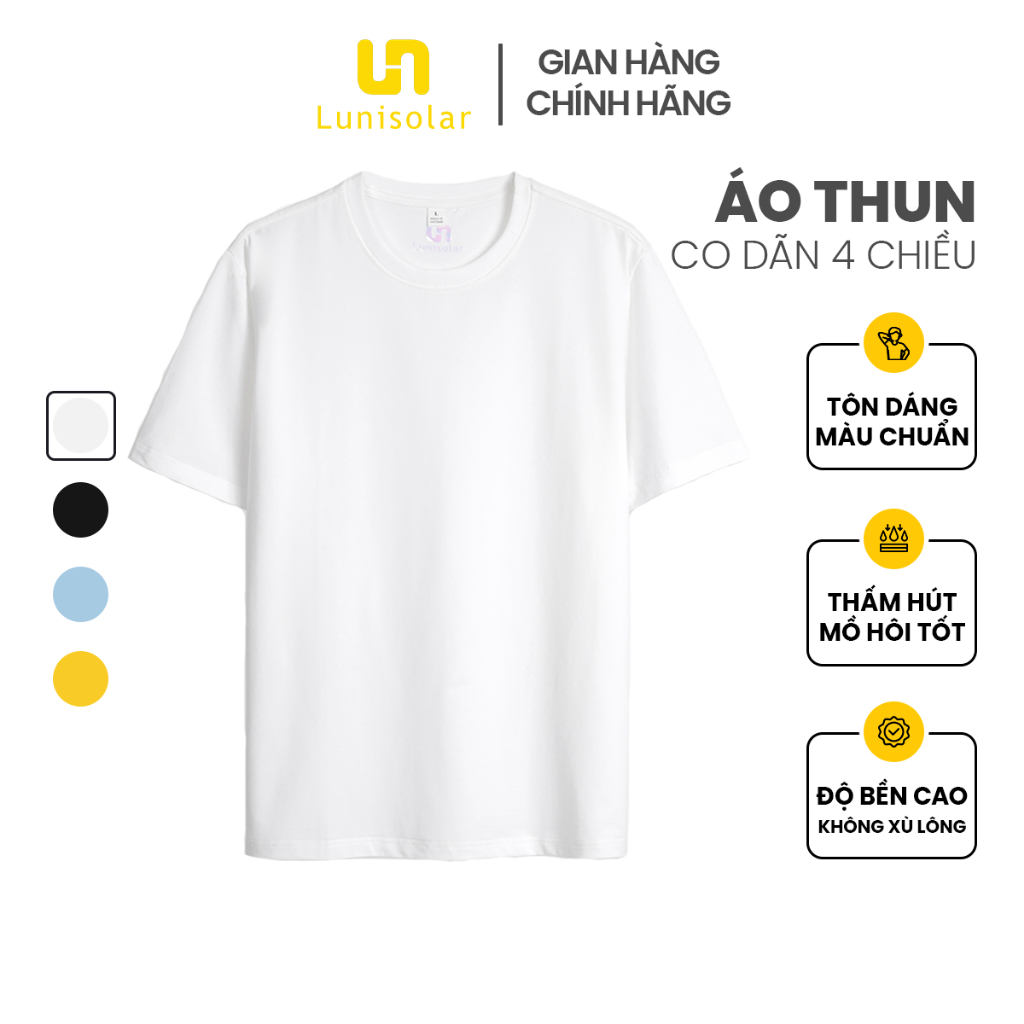 Áo Thun Trơn Tay Ngắn Lunisolar Cao Cấp Co Giãn 4 Chiều (Form Suông) Nhiều Màu