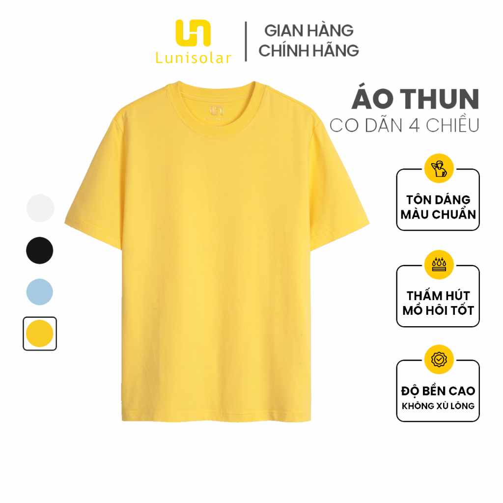 Áo Thun Trơn Tay Ngắn Lunisolar Cao Cấp Co Giãn 4 Chiều (Form Suông) - Vàng Pastel