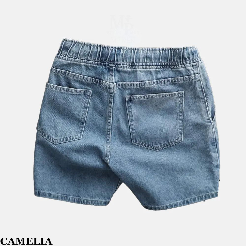 Quần Short Jean  Nam Cao Cấp Màu Xanh , form Slimfit trên gối, co giãn
