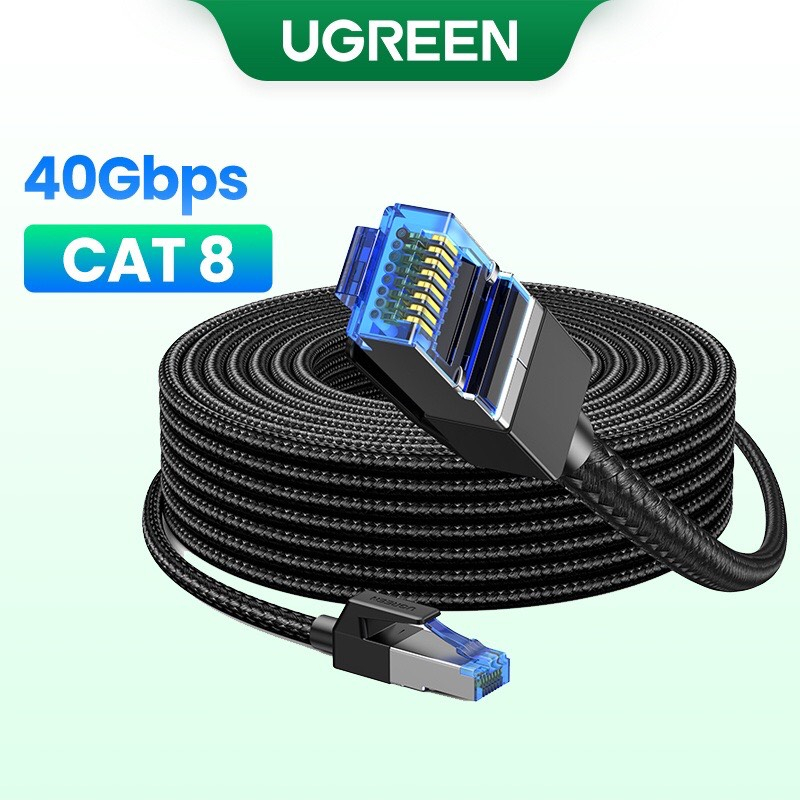 Cáp nối mạng định tuyến Ethernet UGREEN RJ45 CAT8 10m, 15m, 20m,40Gbps 2000MHz CAT 8 bằng nylon