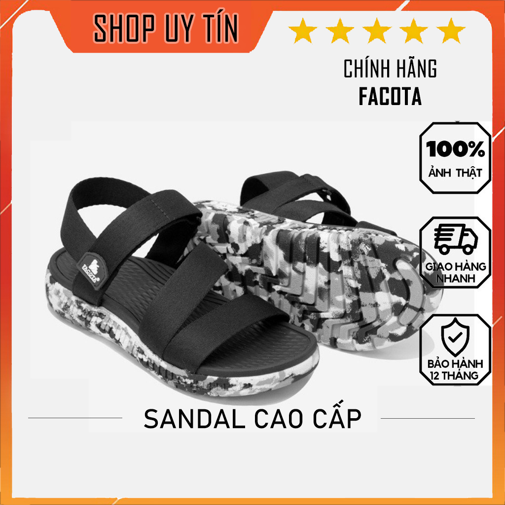 FACOTA Giày dép sandal nam, nữ đen camo lính đi học, đi chơi - HA03