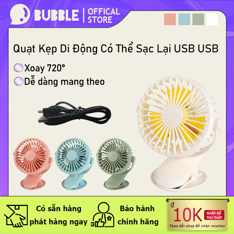 Quạt Bàn / Quạt Kẹp 2 trong 1 Quạt Sạc Mini Để Bàn 2500mAh, Kẹp Đa Năng Xoay 720 Độ-Chính Hãng