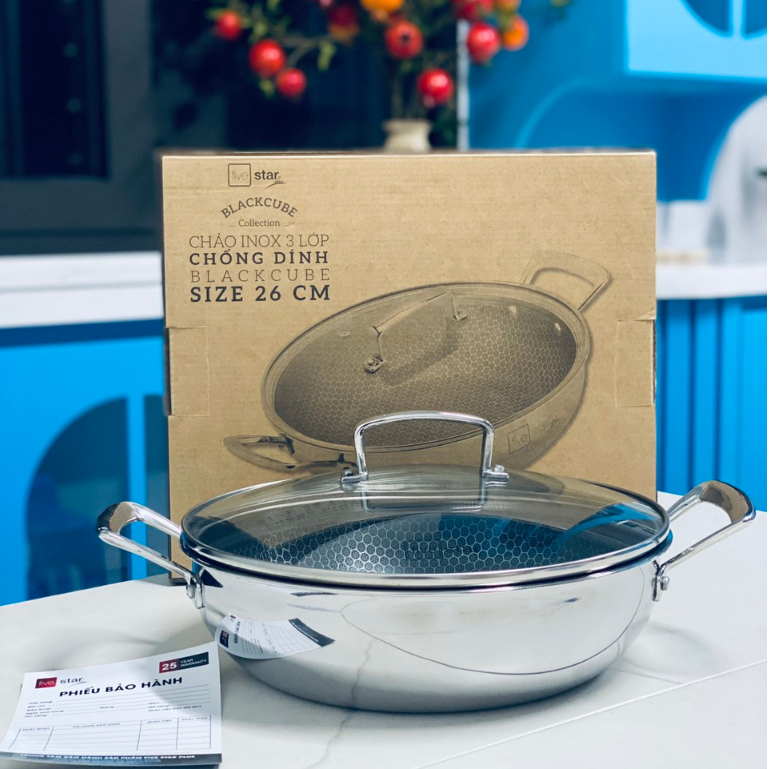 Chảo Tổ Ong Sâu Lòng 2 Quai Black Cube Fivestar