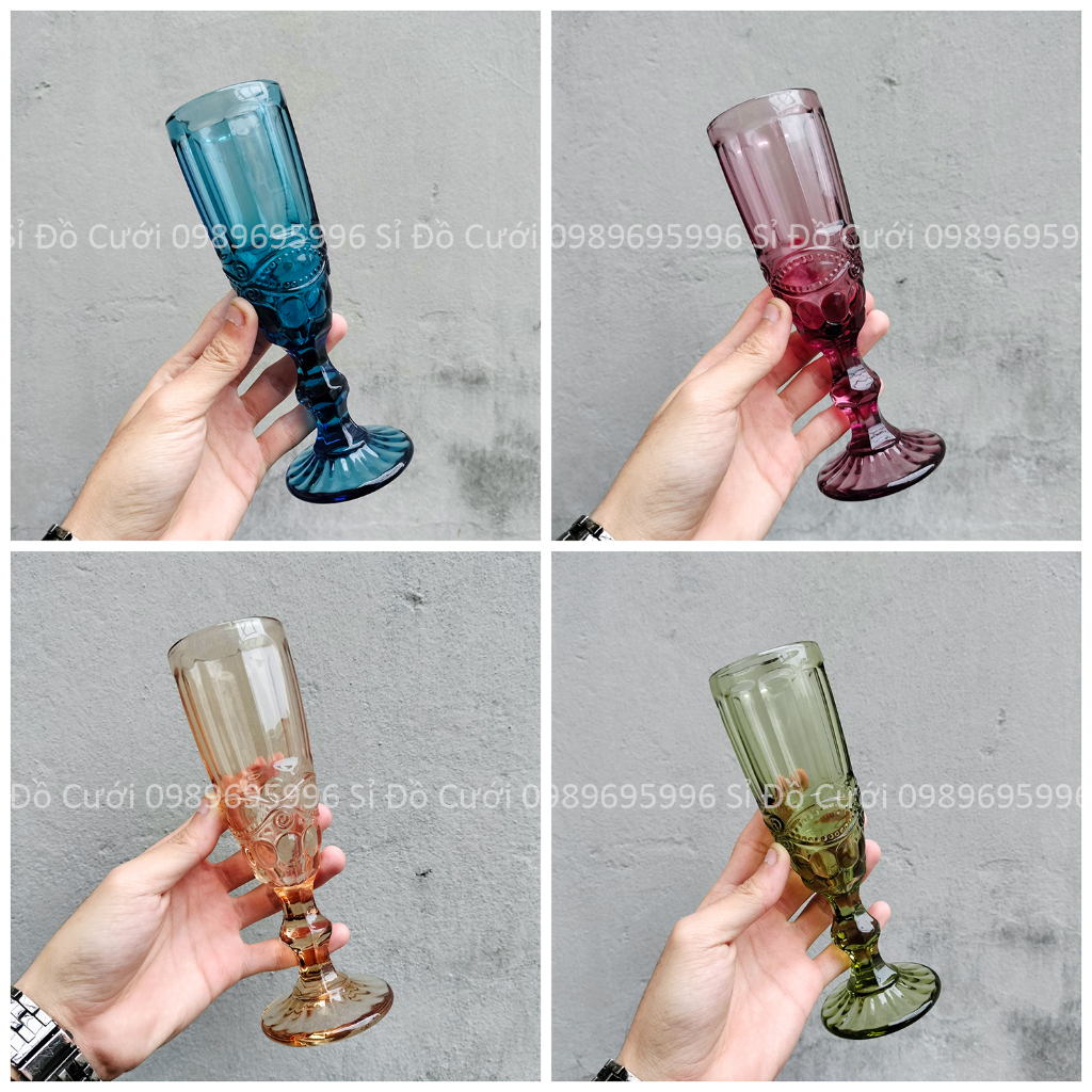 Ly cốc thuỷ tinh decor bàn ăn, bàn tiệc gallery hoạ tiết hoàng gia vintage - Hàng thuỷ tinh cao cấp TT069