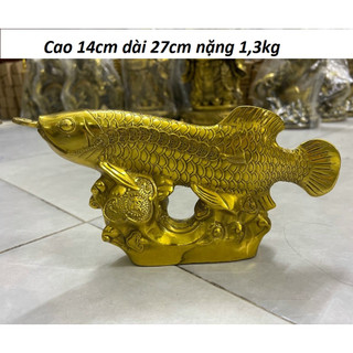 Tượng cá rồng ngậm tiền bằng đồng MS1050