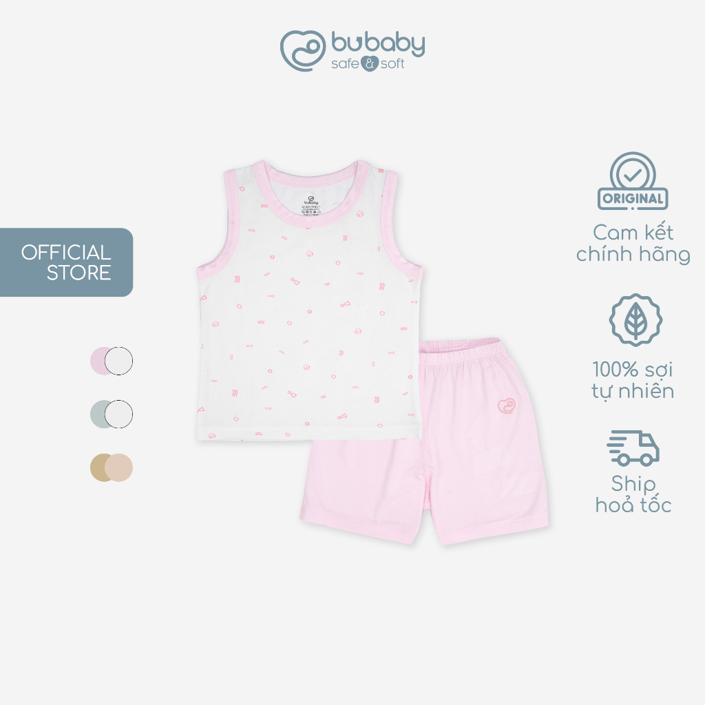 Bộ quần áo sát nách cổ tròn Bambus Signature - BBB140405 | Quần áo BU Baby chính hãng