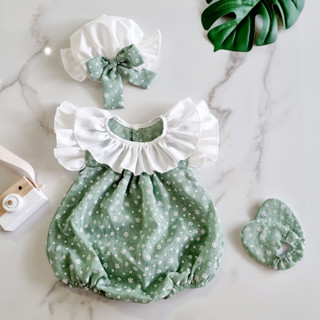 Set bodysuit hoa bé gái sơ sinh MINTSCLOSET Mint s Closet bộ đồ liền thân