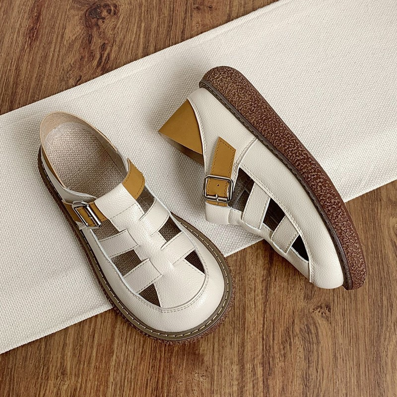 Giày rọ đạp gót quai dán 2 in 1 giả da cho nữ đế cao style ullzang