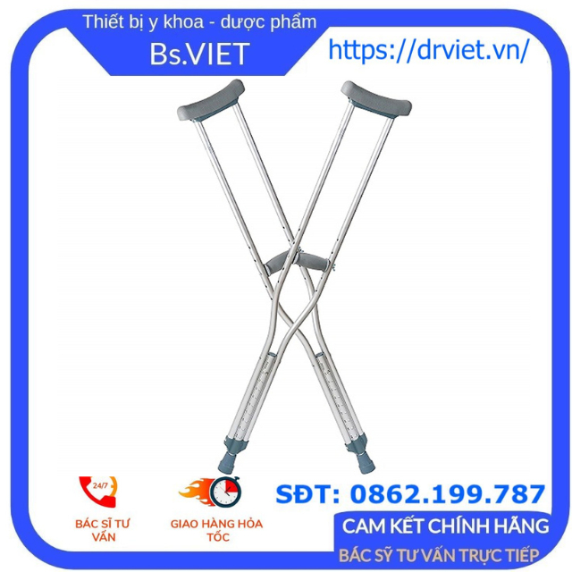 Nạng nách hợp kim nhôm cao cấp LUCASS C25- Nạng tập đi cho người khuyết tật, người bị tai nạn ở chân phục hồi chức năng