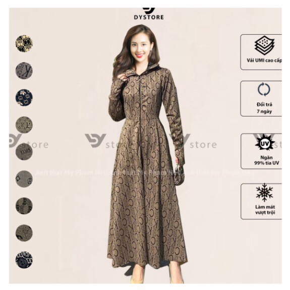 Áo chống nắng nữ toàn thân cao cấp dáng dài chùm, siêu đẹp chất UMI lạnh dày dặn siêu thoáng mát co giãn chống tia UV